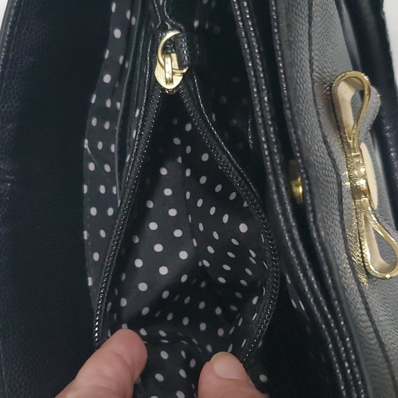 Lulu by Lulu Guiness Black Pebble Vinyl Bow Handbag - Picture 6 of 8